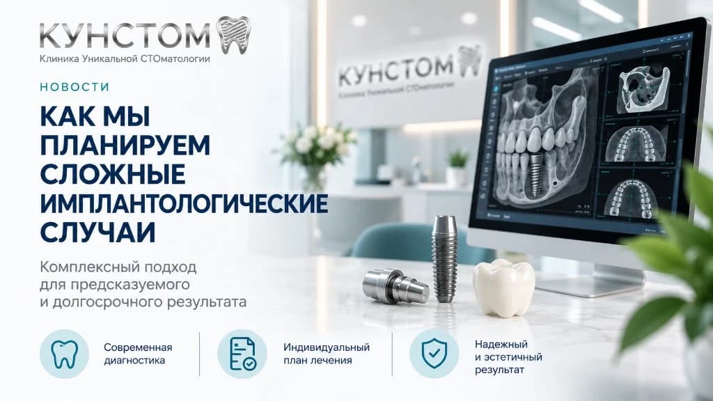 Цифровое планирование сложной имплантации в клинике Кунстом